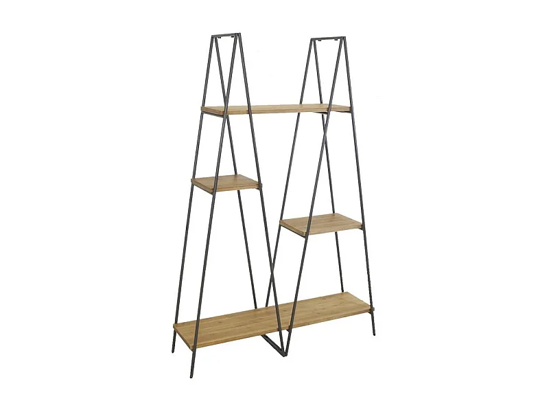 Étagère 4 niveaux en métal et bois