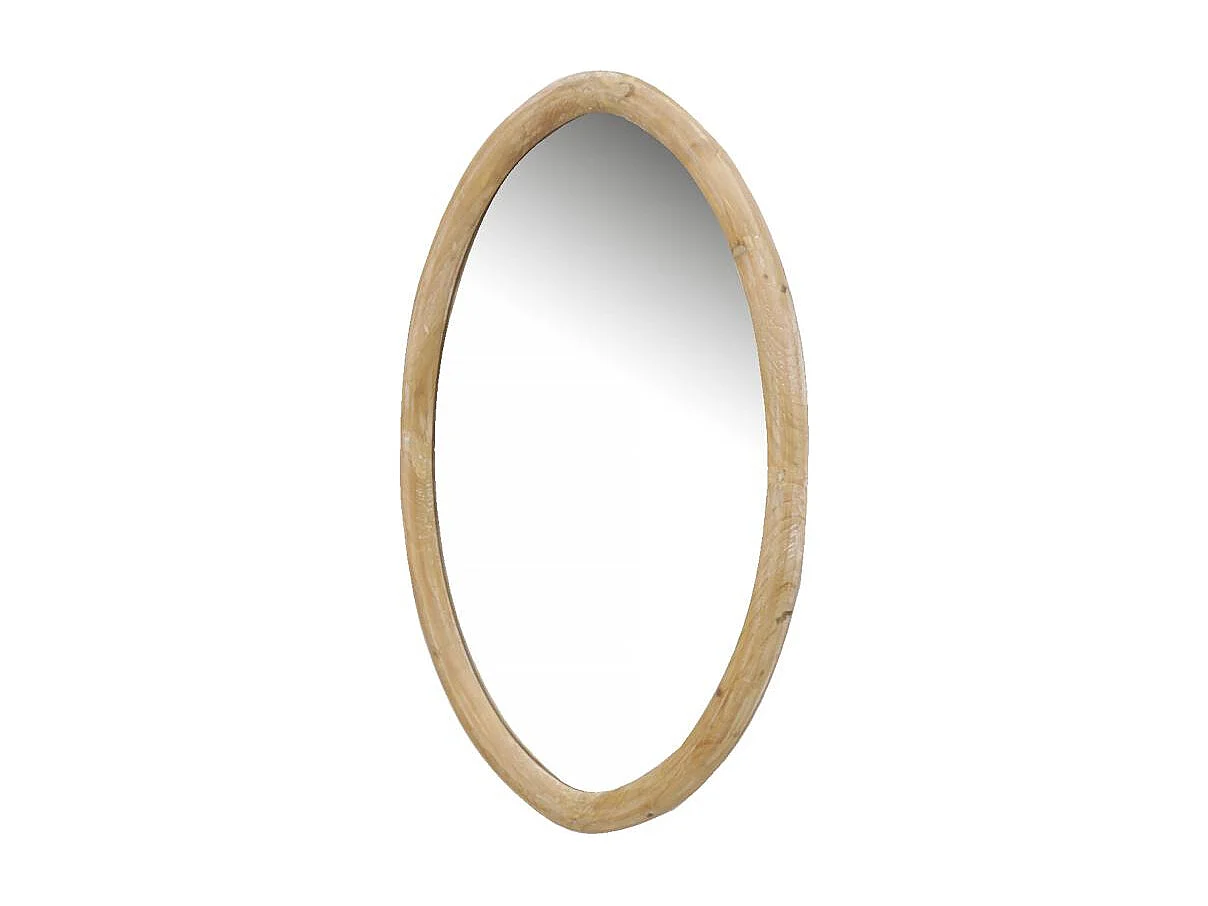 Miroir ovale en bois naturel