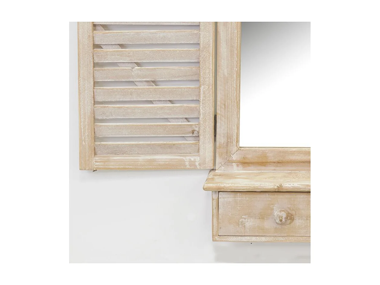 Miroir fenêtre en bois avec tiroirs