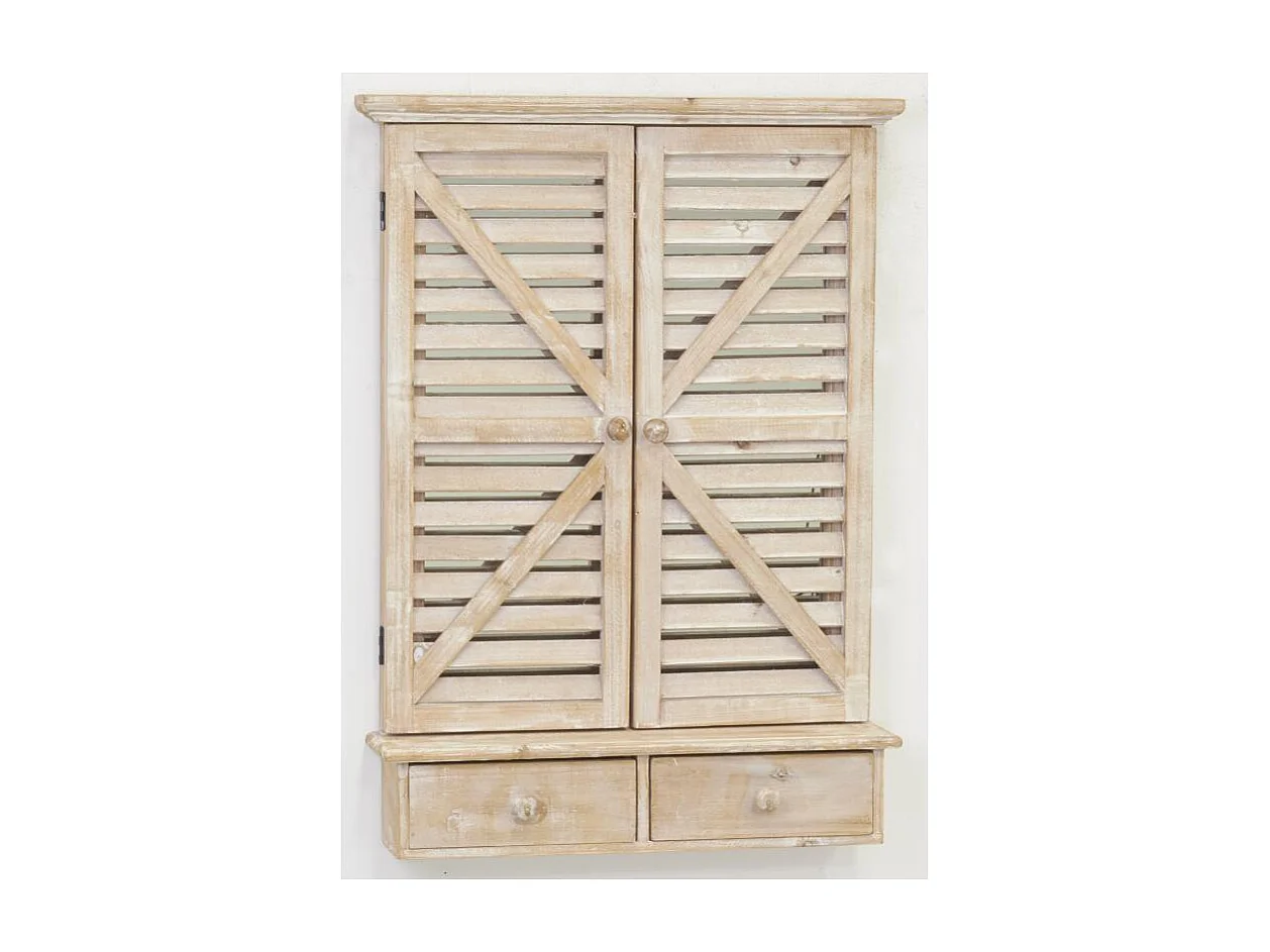 Miroir fenêtre en bois avec tiroirs