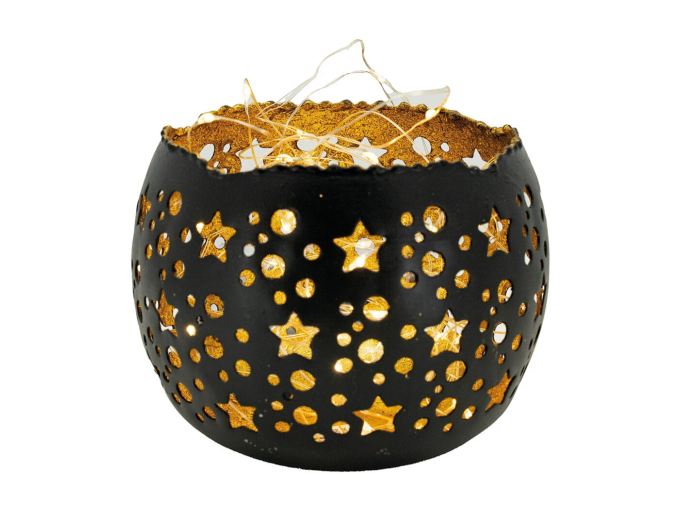 Photophore boule en métal noir et doré Lot de 4