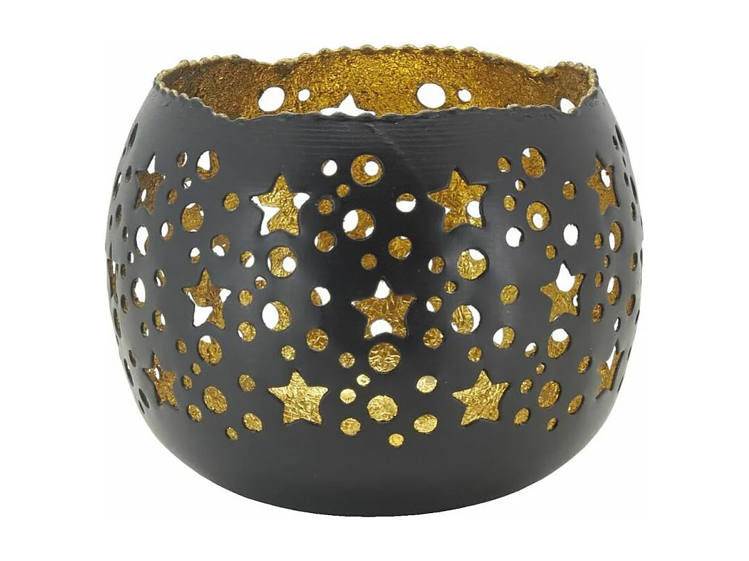 Photophore boule en métal noir et doré Lot de 4