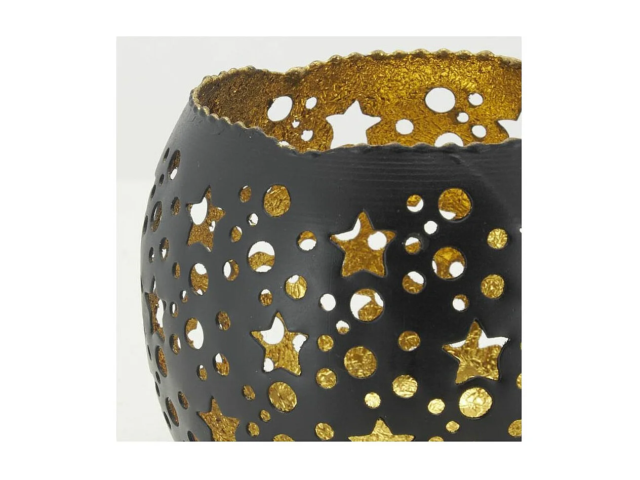 Photophore boule en métal noir et doré Lot de 4