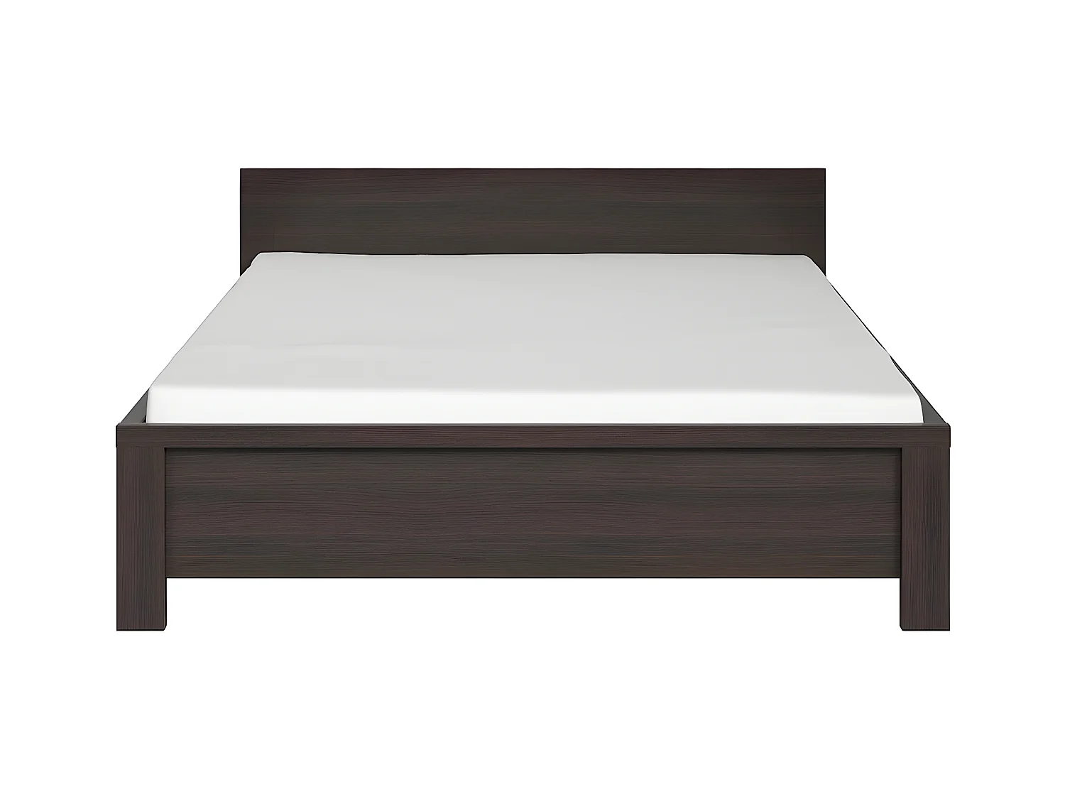 Lit 140x200 tête de lit bas Soren Bois Wengé