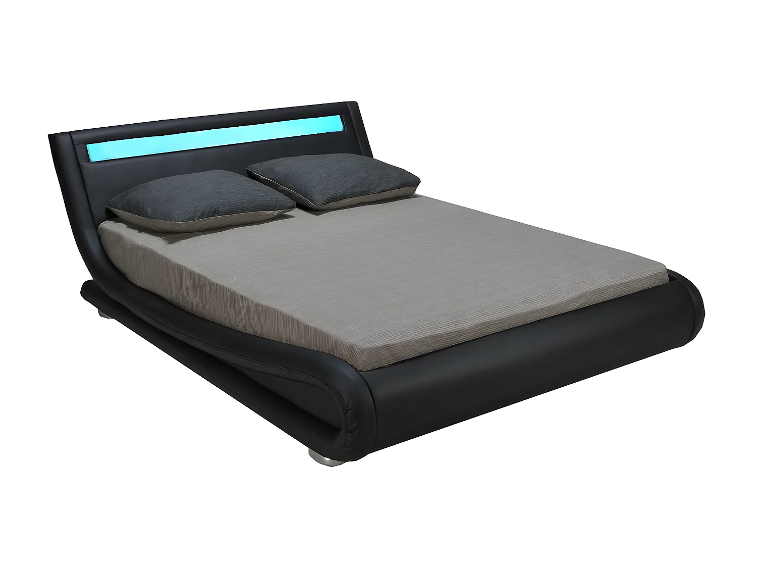 WAVE 140x190 LEDS intégrées + 1 sommier /Noir