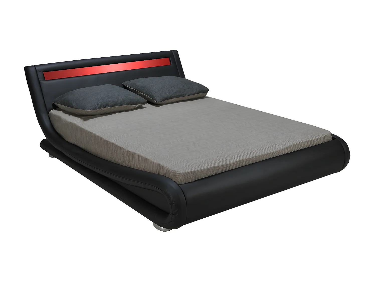 WAVE 140x190 LEDS intégrées + 1 sommier /Noir