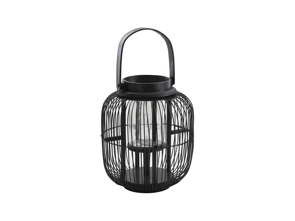 Lanterne noire en métal et bois laqué
