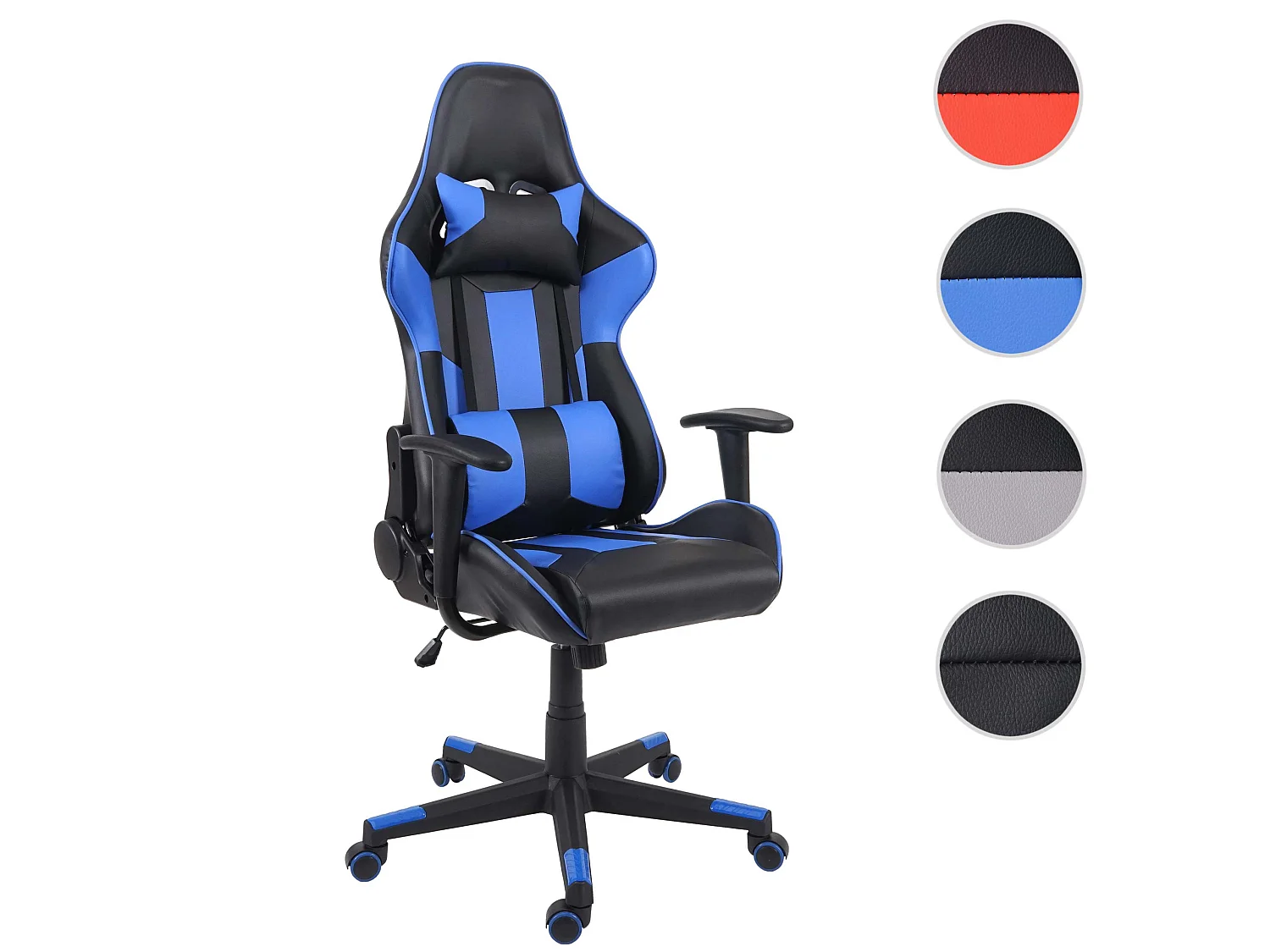 Krzesło biurowe MCW-F84,  czarny/niebieski