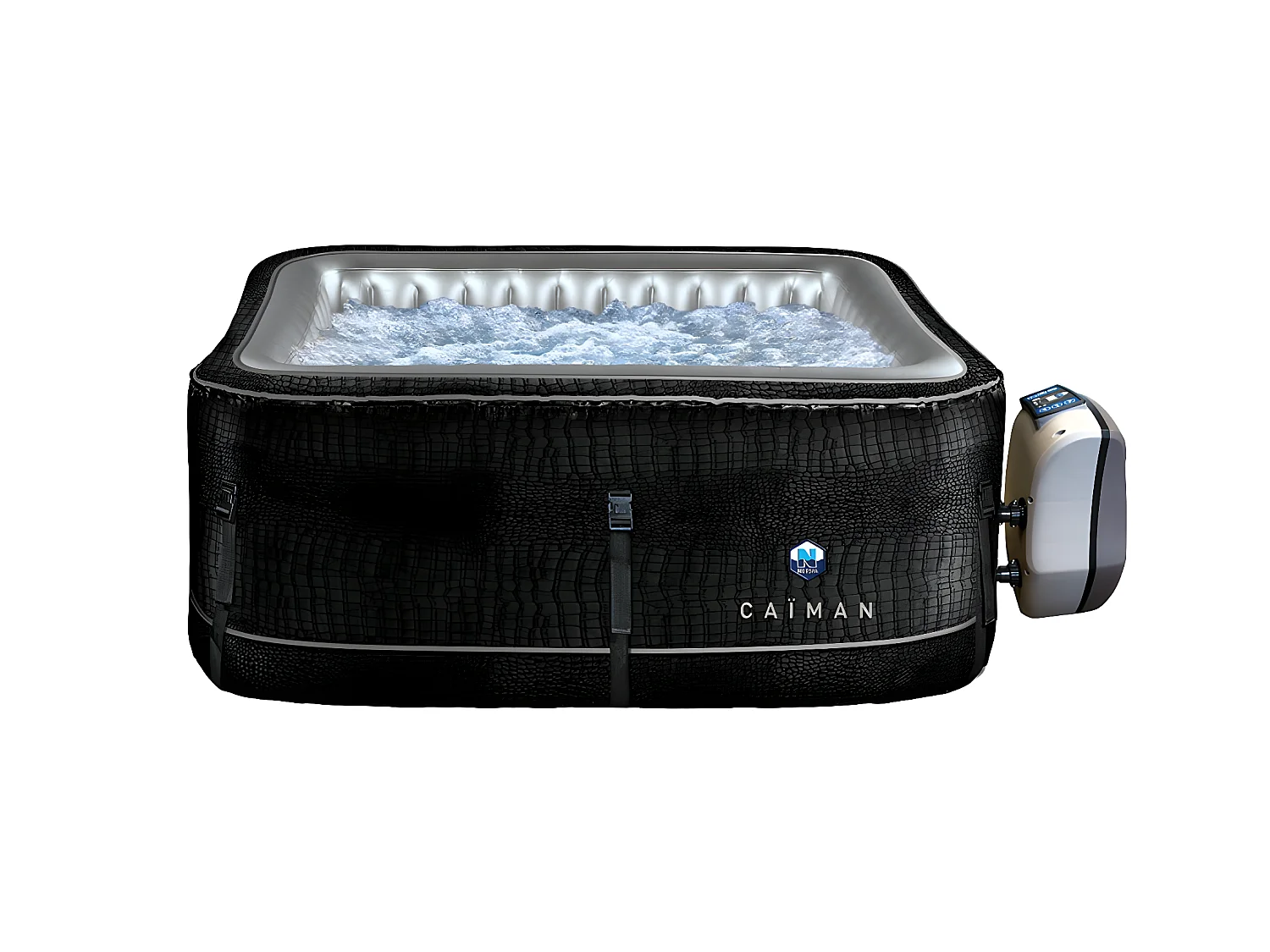 Pack gonfiabile Spa Netspa carré Caiman 4 posti 168x168x70cm Similicuir 3 funzioni Chauffage, Filtrazione, Massaggio Vol 700L