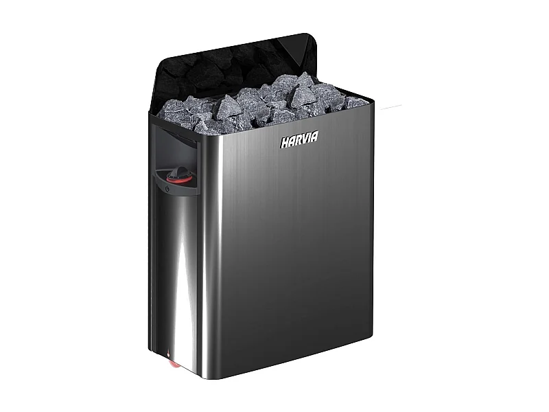 Riscaldatore per sauna Harvia The Wall in acciaio nero con unità di controllo integrata 6 kW