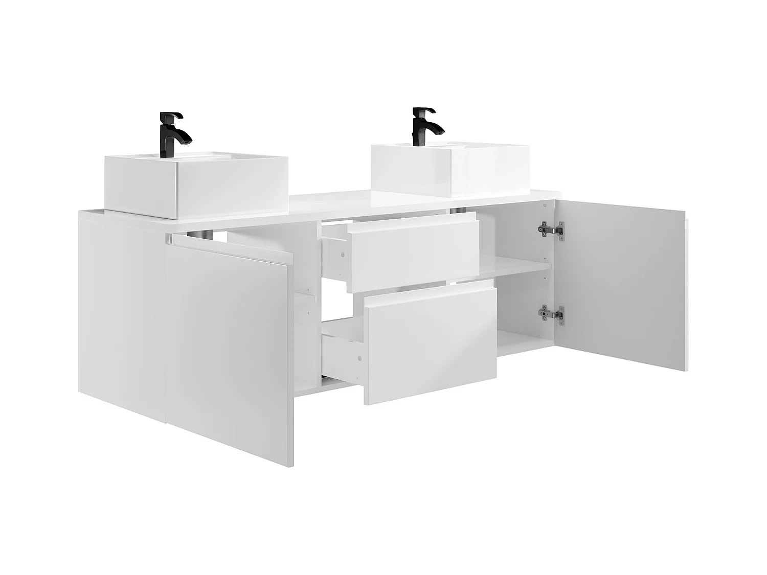 Set per bagno sospeso con doppio lavabo e specchi Bianco - JIMENA