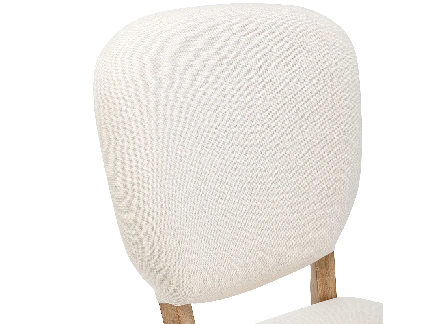 Lot de 6 Chaises rembourrés en lin avec pieds réglables - cadre en bois massif - Crème