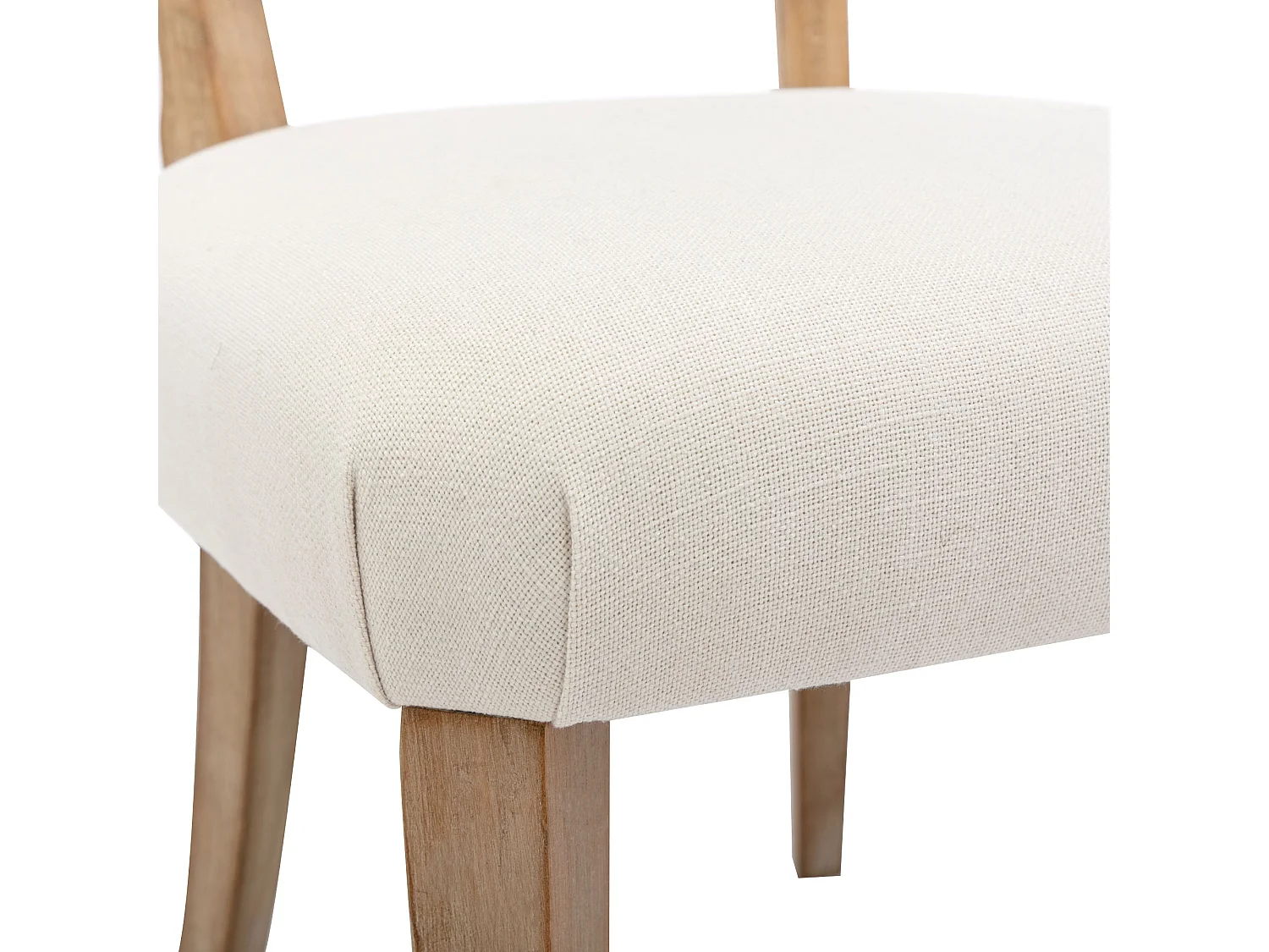 Lot de 6 Chaises rembourrés en lin avec pieds réglables - cadre en bois massif - Crème