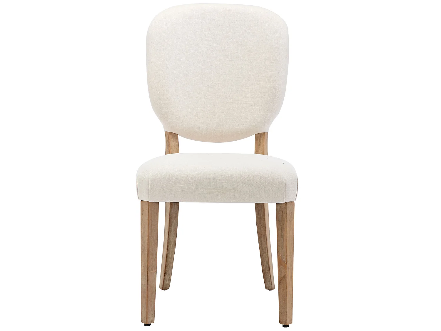 Lot de 6 Chaises rembourrés en lin avec pieds réglables - cadre en bois massif - Crème