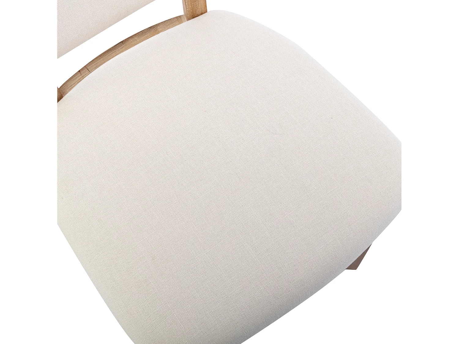 Lot de 4 Chaises rembourrés en lin avec pieds réglables - cadre en bois massif - Crème