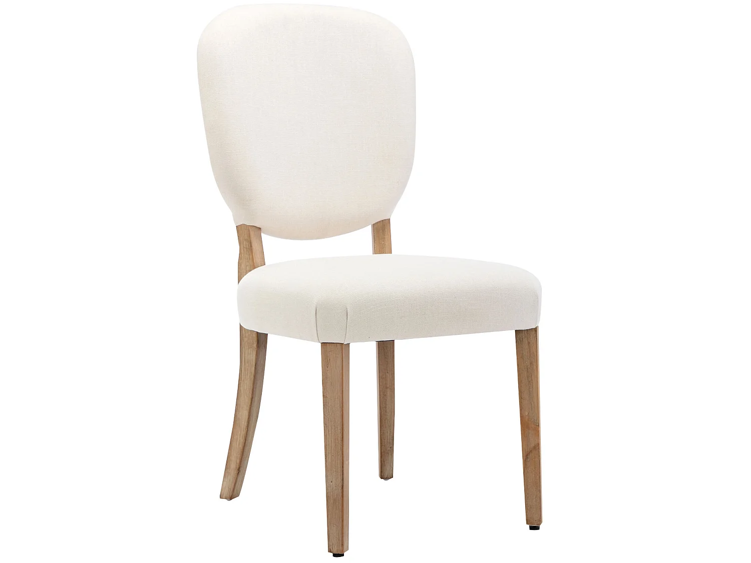 Lot de 4 Chaises rembourrés en lin avec pieds réglables - cadre en bois massif - Crème