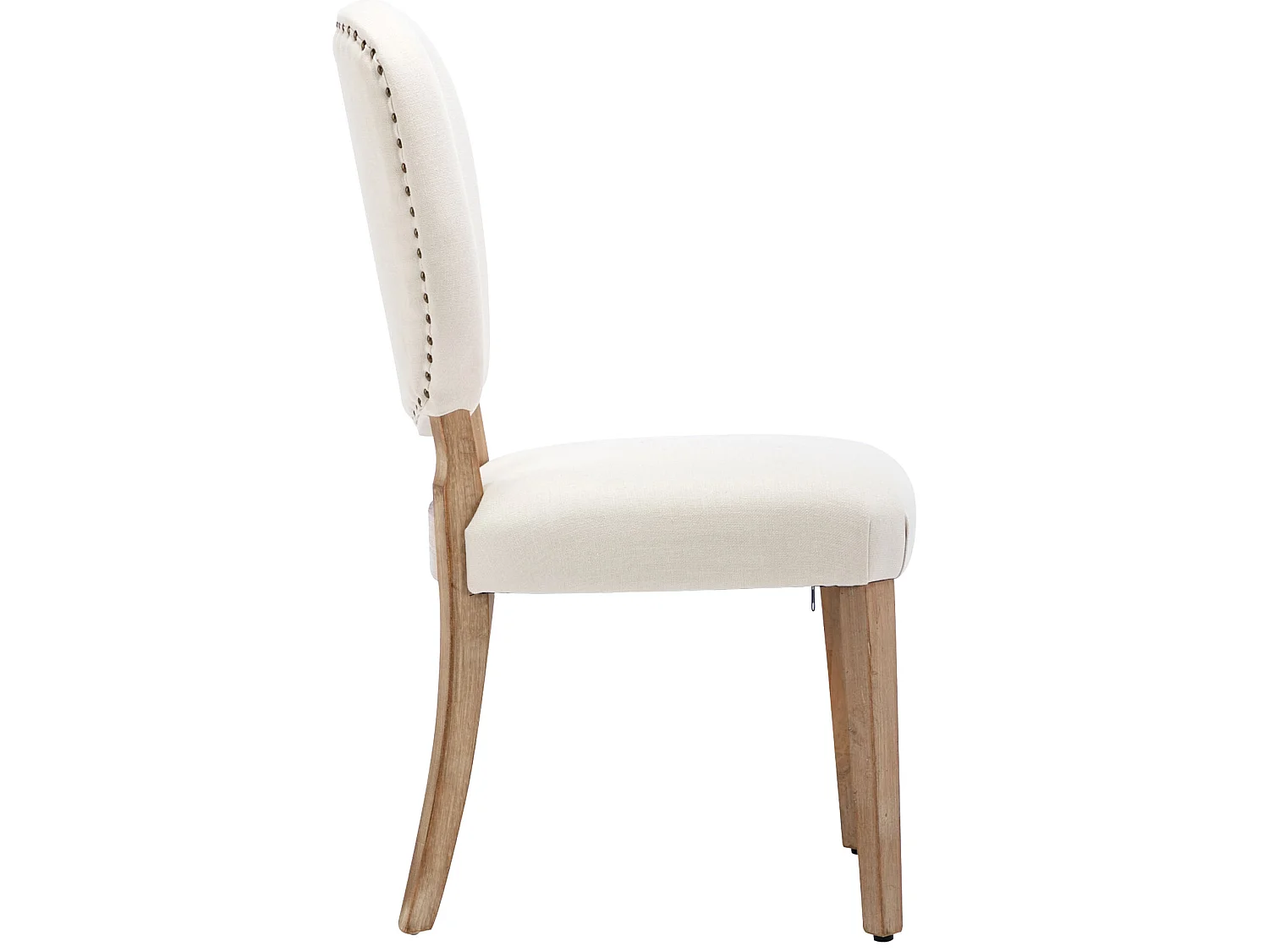 Lot de 4 Chaises rembourrés en lin avec pieds réglables - cadre en bois massif - Crème