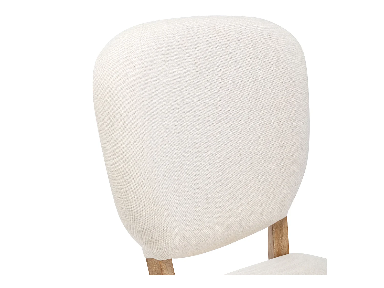 Lot de 4 Chaises rembourrés en lin avec pieds réglables - cadre en bois massif - Crème