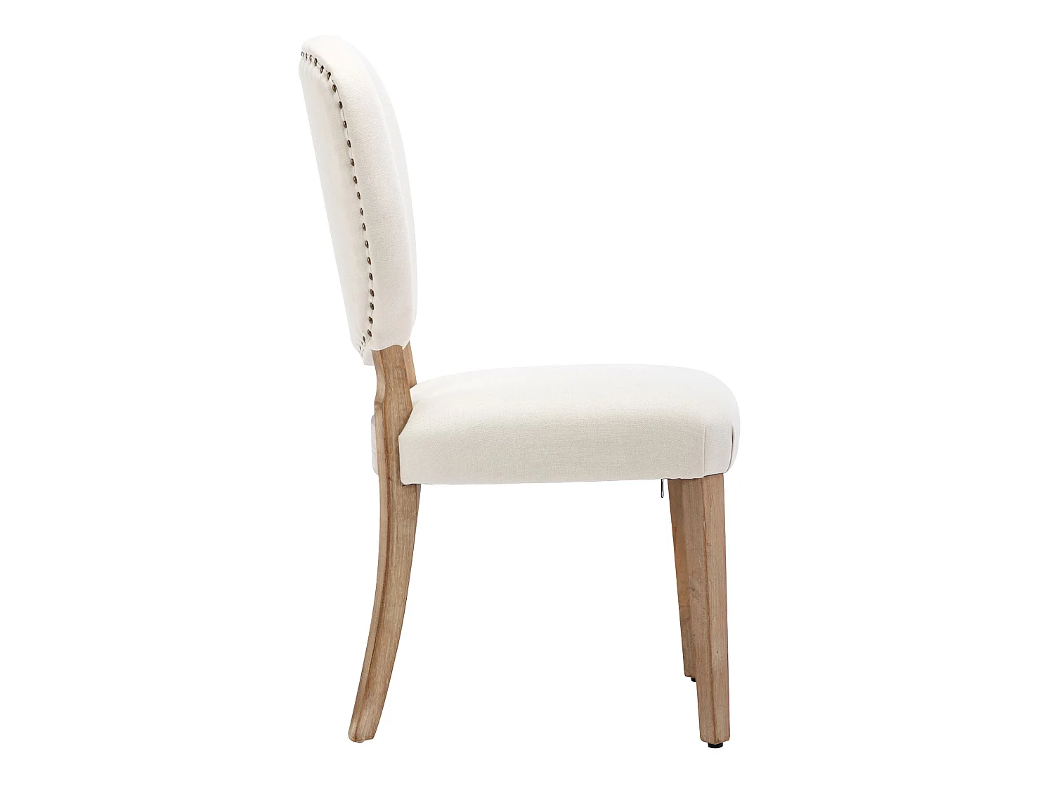 Lot de 4 Chaises rembourrés en lin avec pieds réglables - cadre en bois massif - Crème