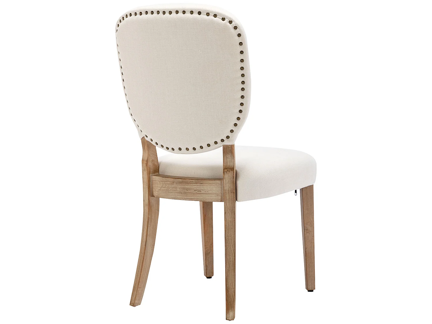 Set van 4 linnen gestoffeerde stoelen met verstelbare poten - massief houten frame - crème