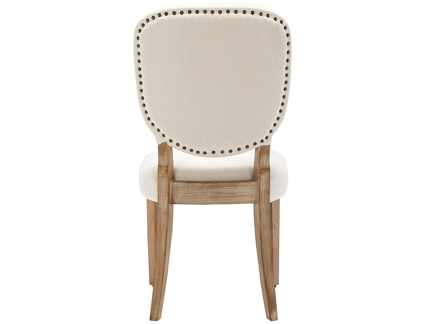 Set van 4 linnen gestoffeerde stoelen met verstelbare poten - massief houten frame - crème