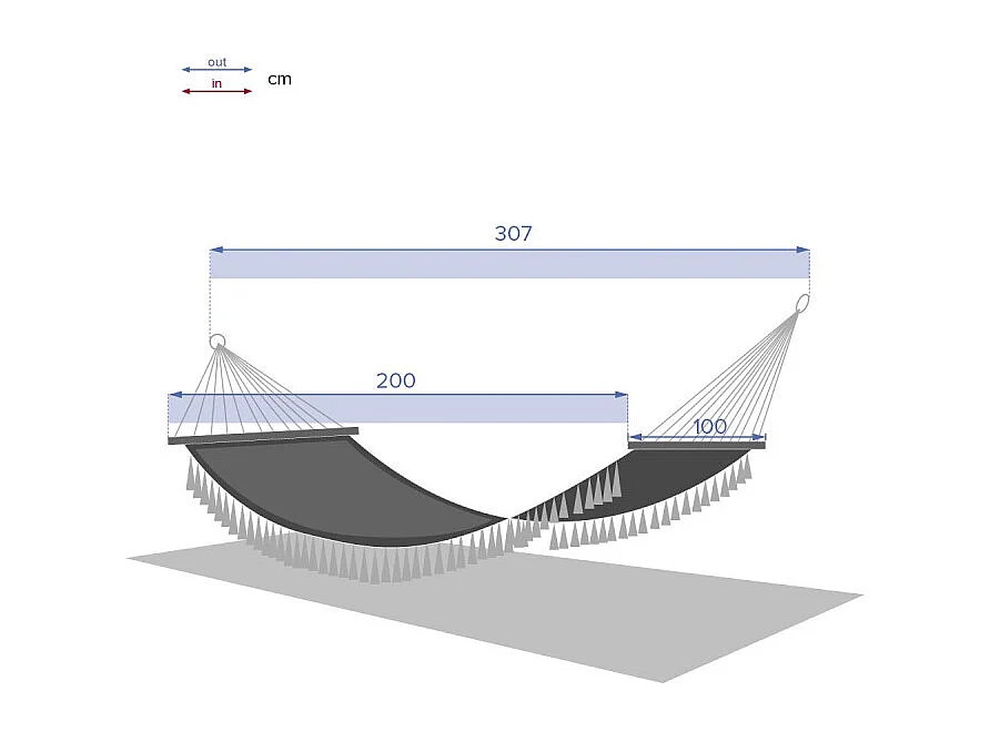 Toile hamac Syssia pompons 2 m Hespéride