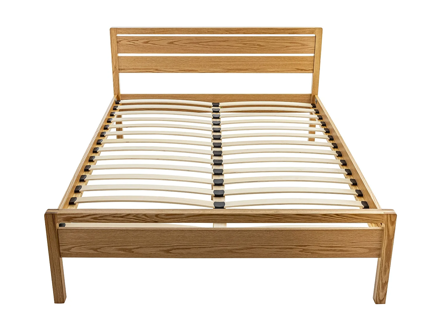 Lit avec tête de lit intégrée en MDF plaquage chêne et pieds en bois massif 160x200 - LT17013