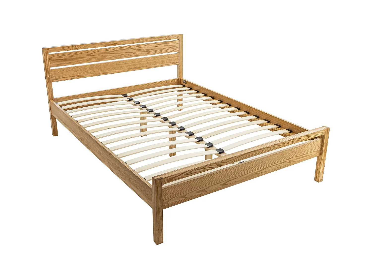Lit avec tête de lit intégrée en MDF plaquage chêne et pieds en bois massif 160x200 - LT17013
