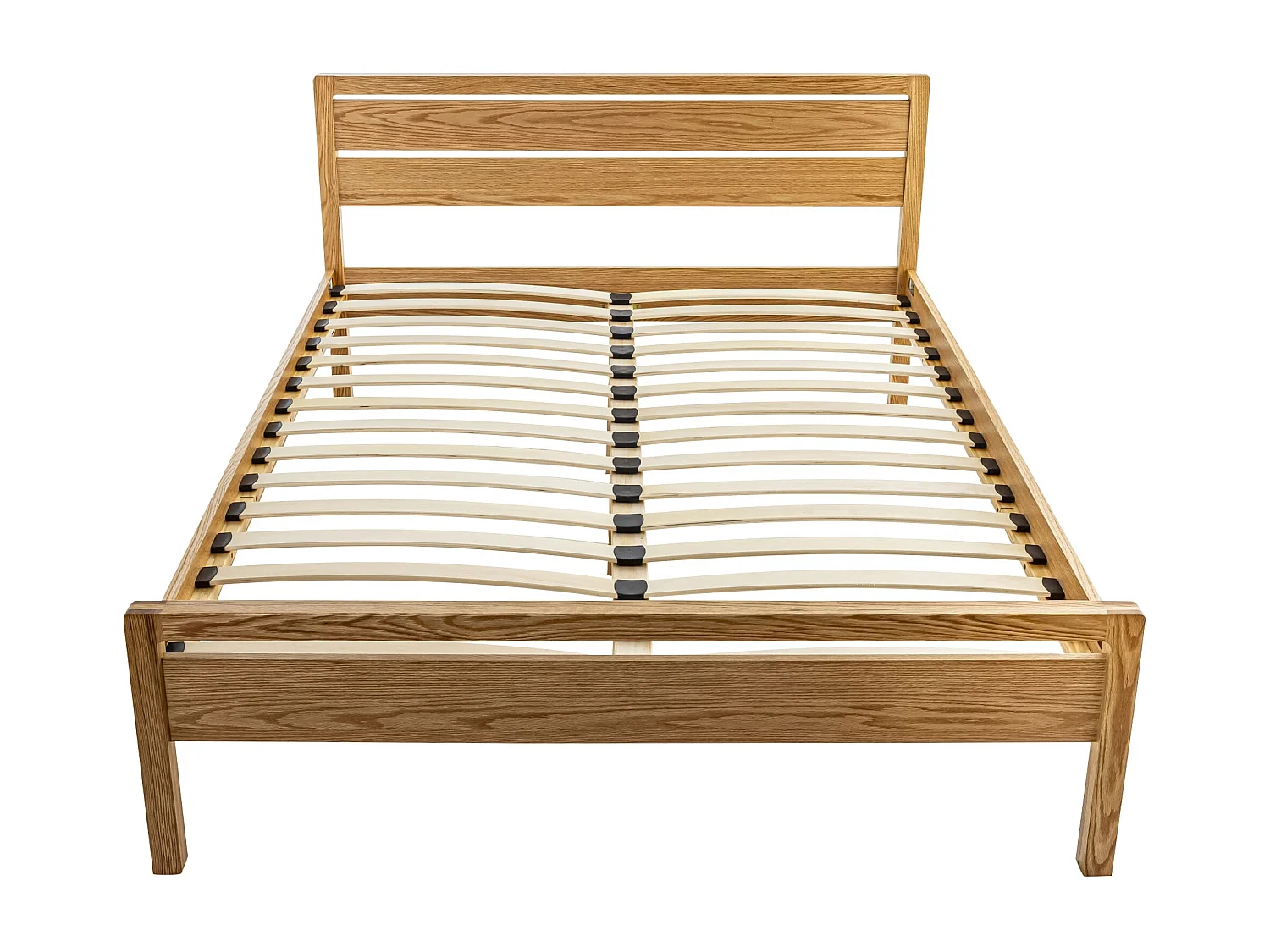 Lit avec tête de lit intégrée en MDF plaquage chêne et pieds en bois massif 160x200 - LT17013