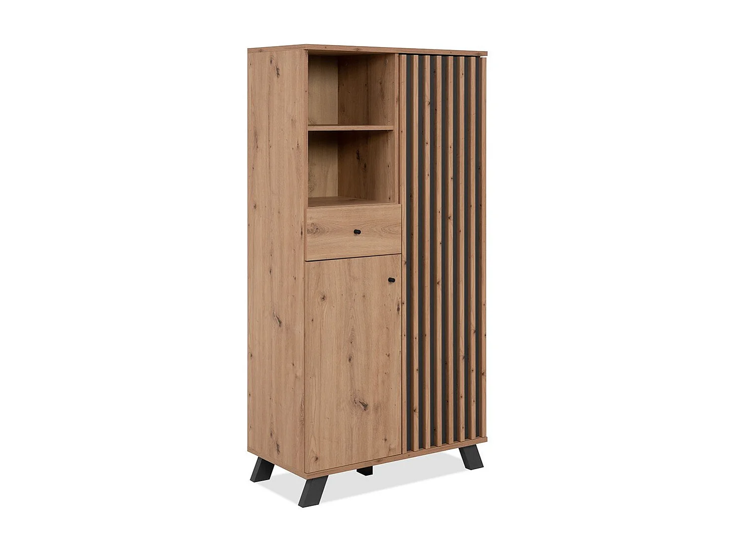 Buffet haut 2 portes, 2 niches et 1 tiroir H156 cm - LUBLIN
