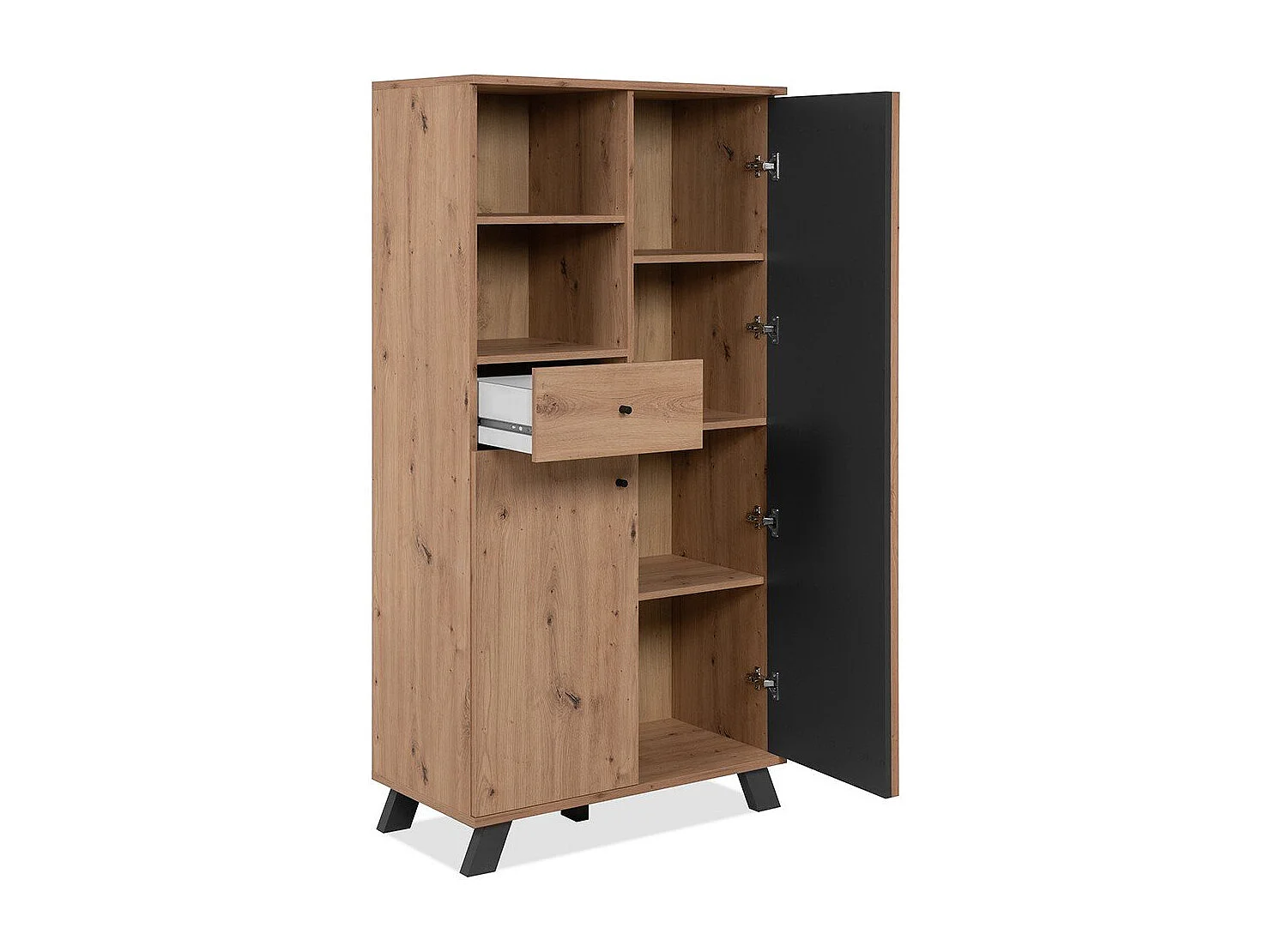 Buffet haut 2 portes, 2 niches et 1 tiroir H156 cm - LUBLIN