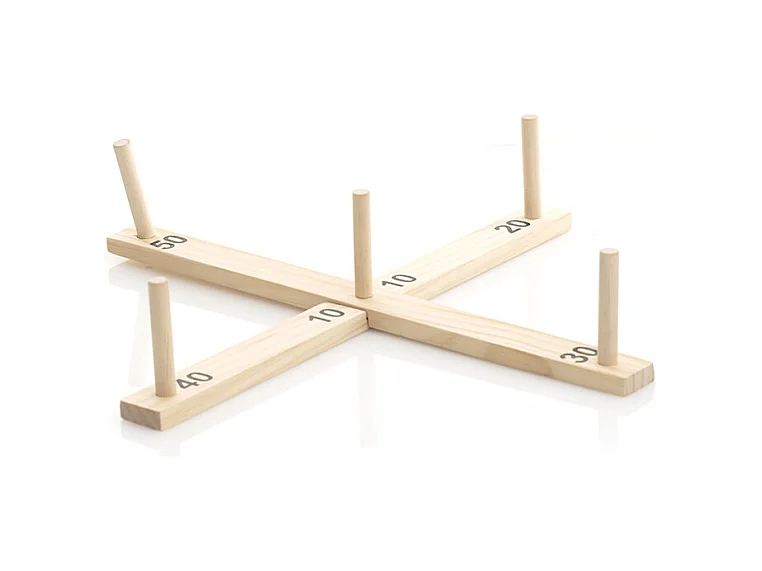 Jeu de lancer d'anneaux en bois pour l'extérieur - Naturel clair