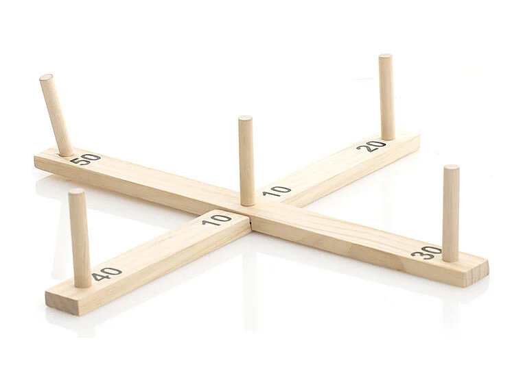 Jeu de lancer d'anneaux en bois pour l'extérieur - Naturel clair