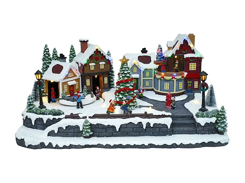 Village de Noël lumineux, musical et animé Rue piétonne et son Sapin