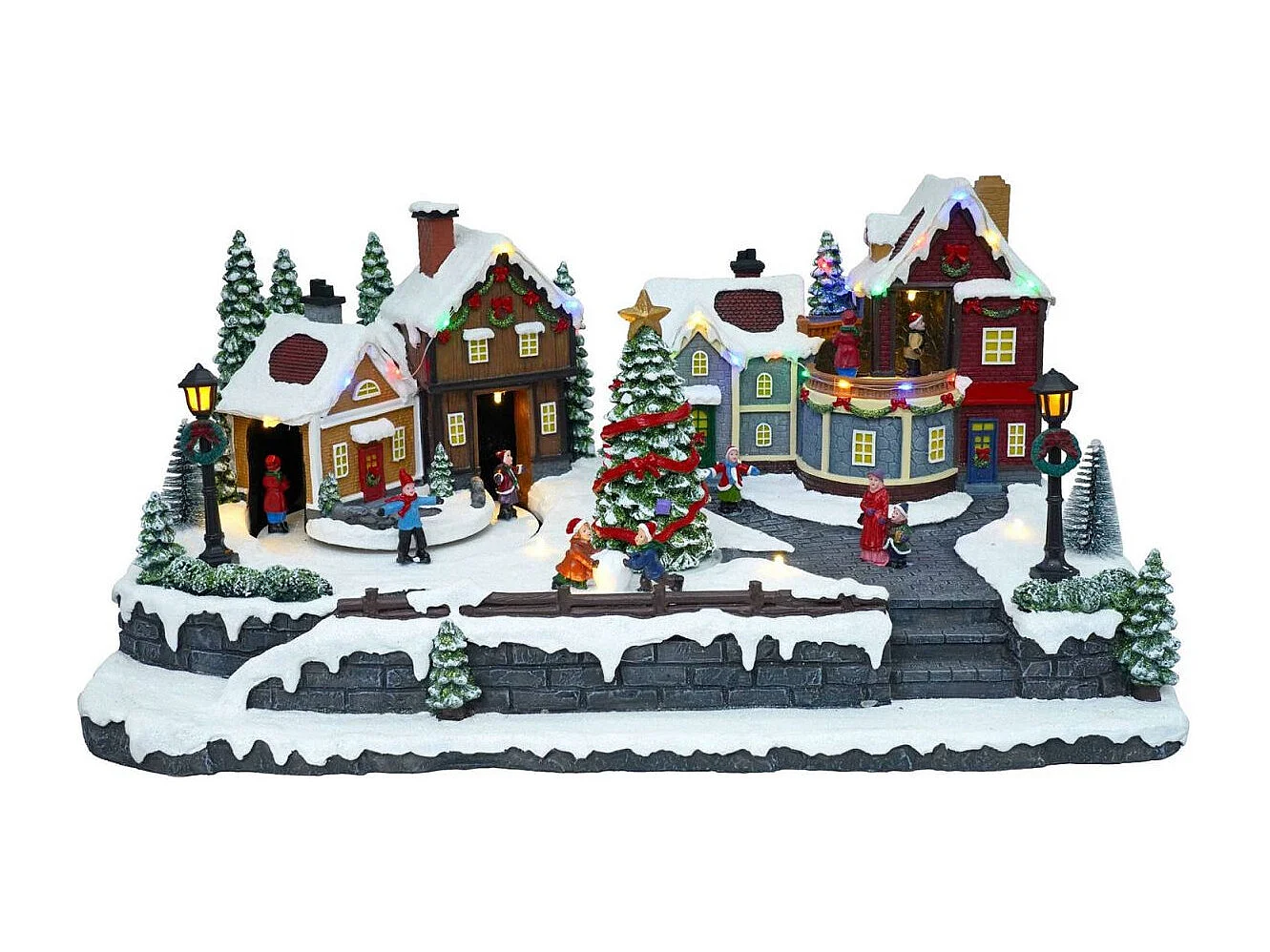 Village de Noël lumineux, musical et animé Rue piétonne et son Sapin