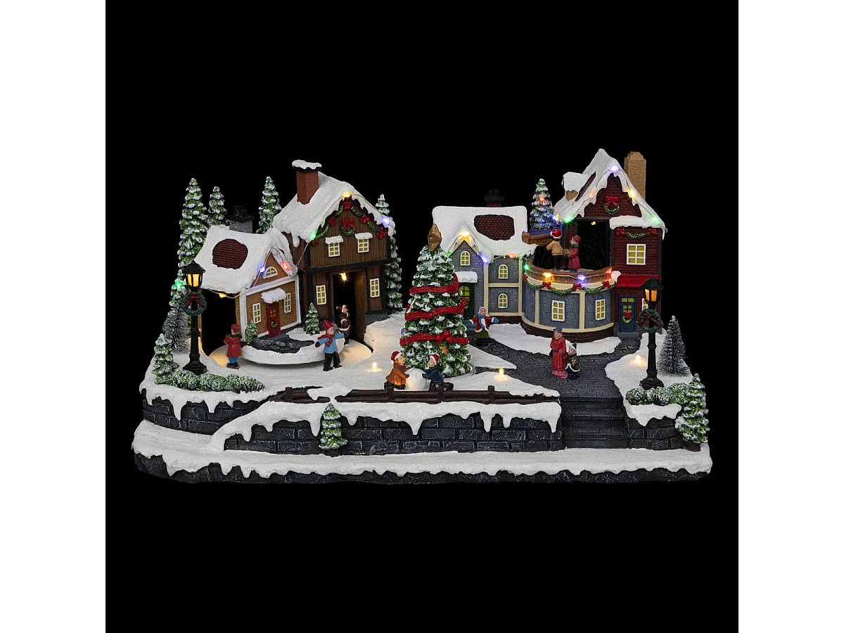 Village de Noël lumineux, musical et animé Rue piétonne et son Sapin