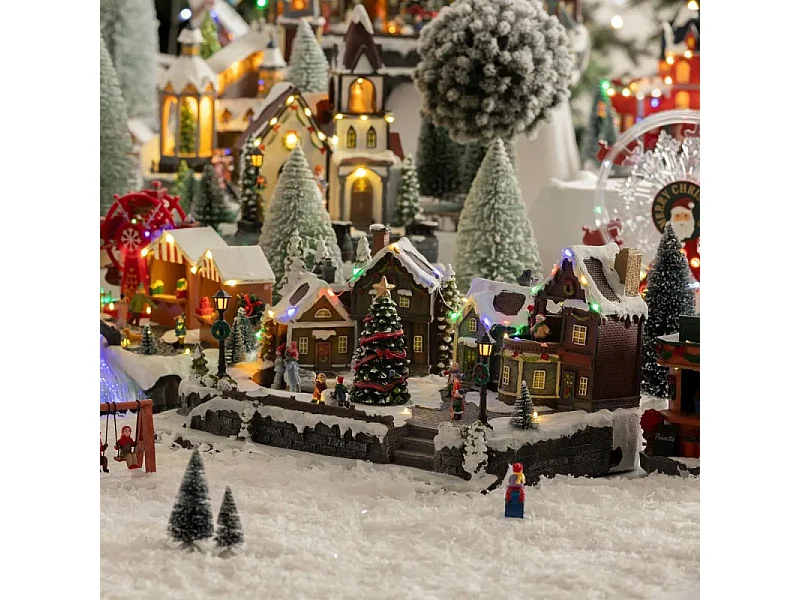 Village de Noël lumineux, musical et animé Rue piétonne et son Sapin