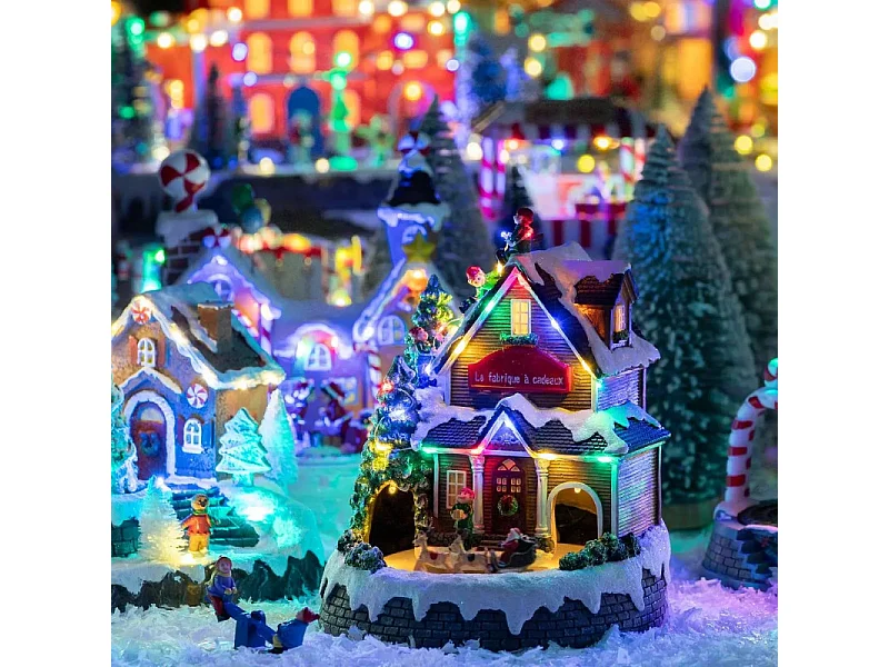 Village de Noël lumineux, musical et animé La Fabrique à cadeaux