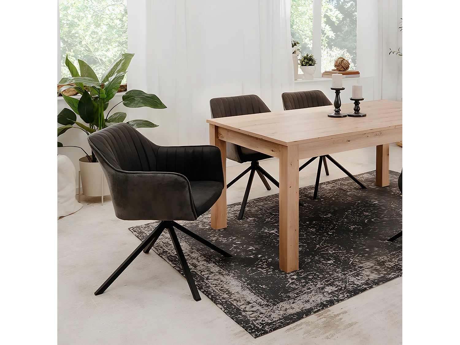 Chaise de séjour pivotante gris/noir Ray