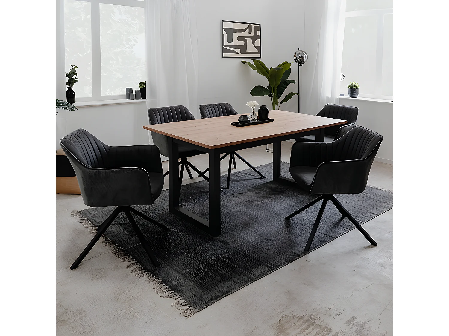 Chaise de séjour pivotante gris/noir Ray