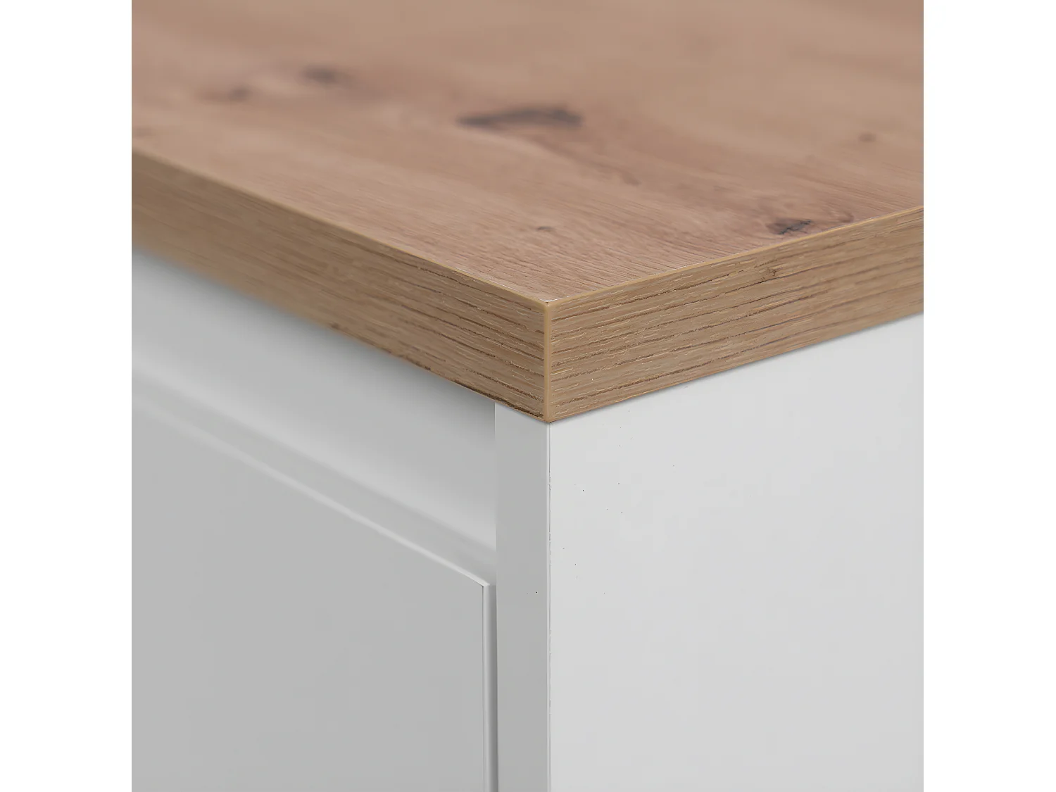 Meuble TV 2 portes, 2 niches et 2 tiroirs décor chêne L186 cm - Zamos