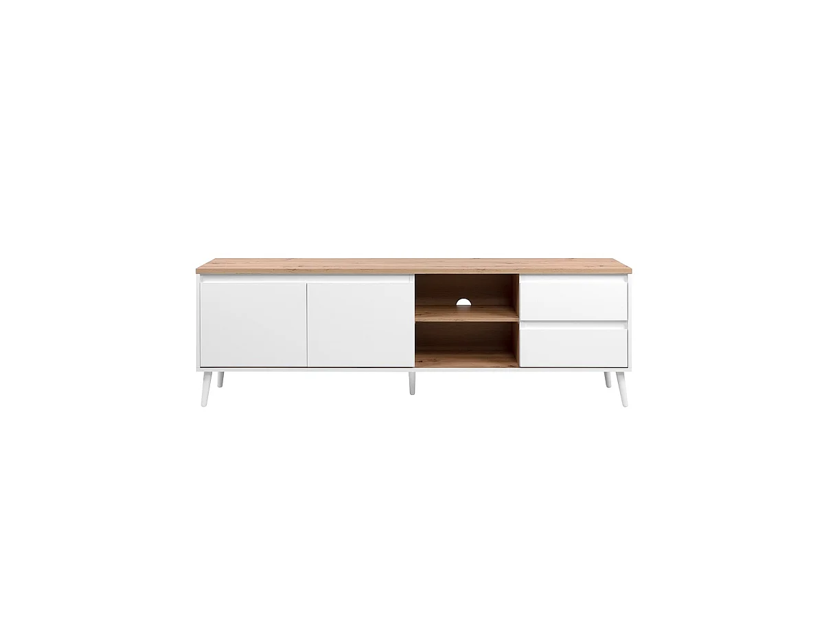 Mueble Tv Linz 2 Puertas 2 Cajones 186X59X36 Blanco