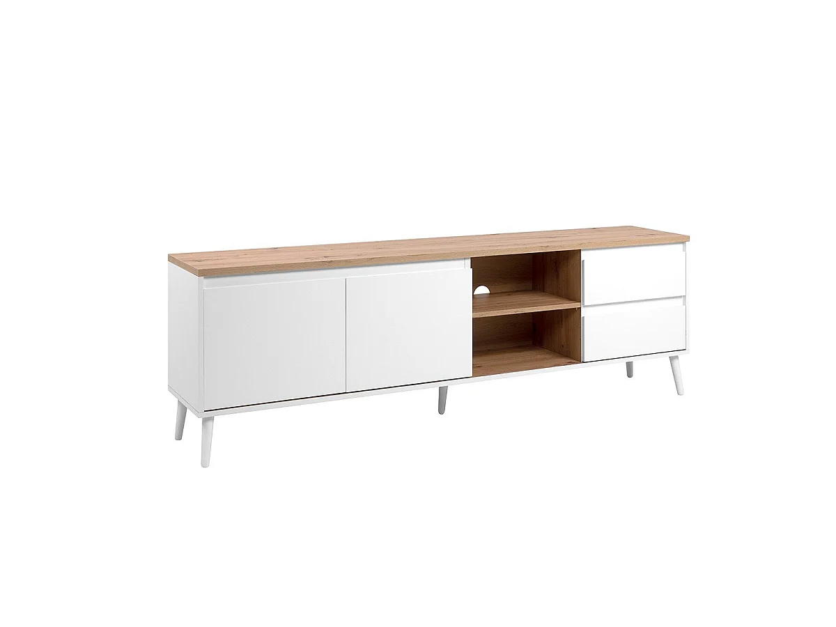 Mueble Tv Linz 2 Puertas 2 Cajones 186X59X36 Blanco