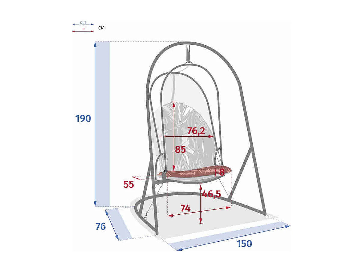 Fauteuil oeuf suspendu en aluminium émeraude et graphite Pacha - Hespéride