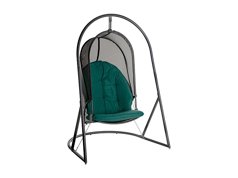 Fauteuil oeuf suspendu en aluminium émeraude et graphite Pacha - Hespéride