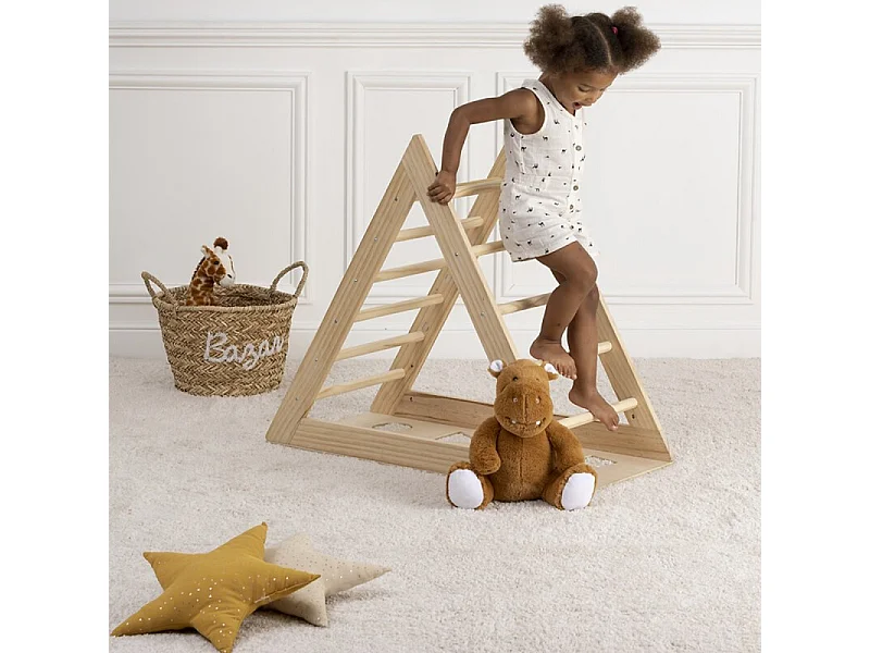 Triangle d'escalade en bois marron 90x78x44 cm