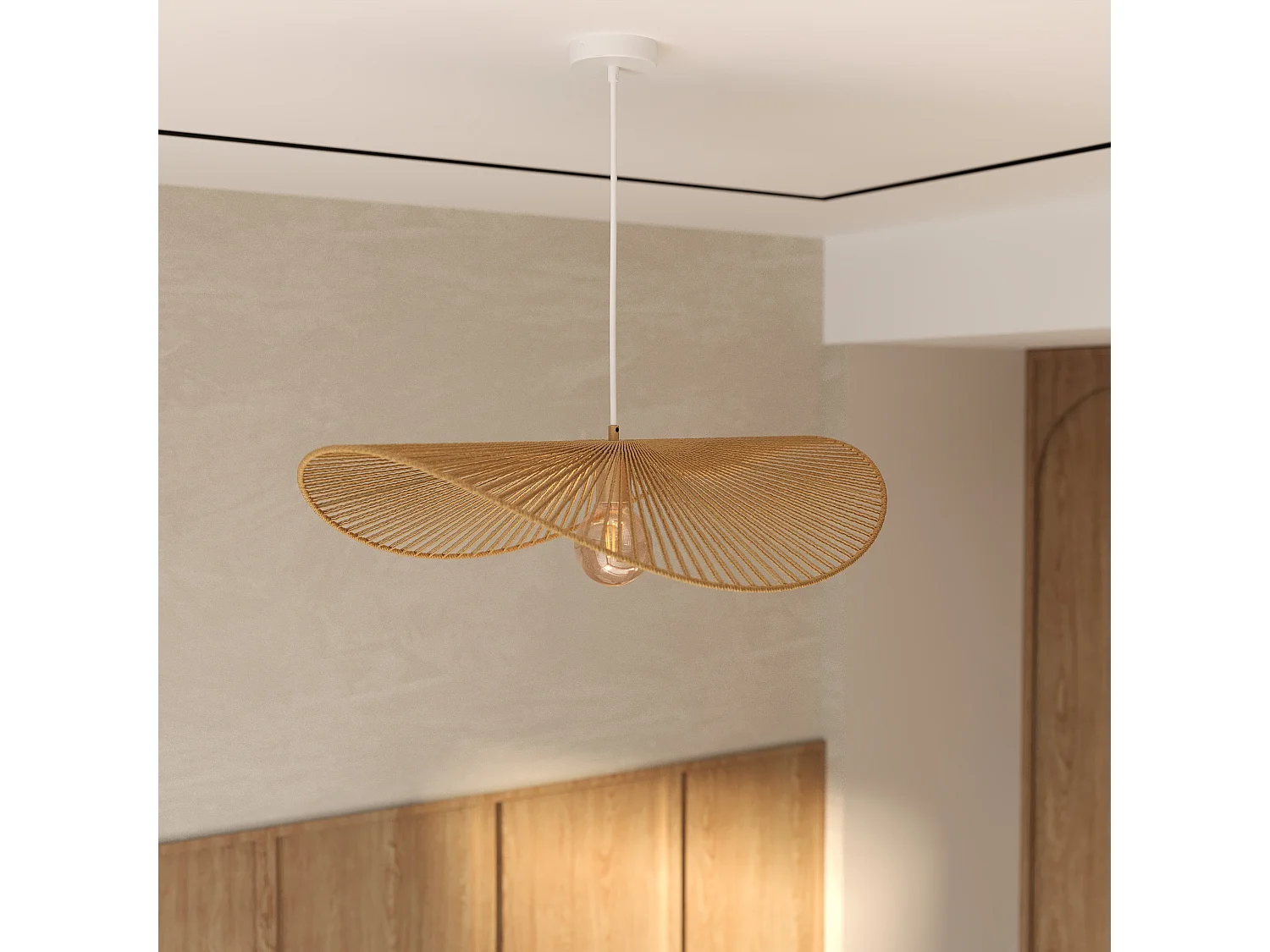 Lampada a sospensione in corda e carta - Mada