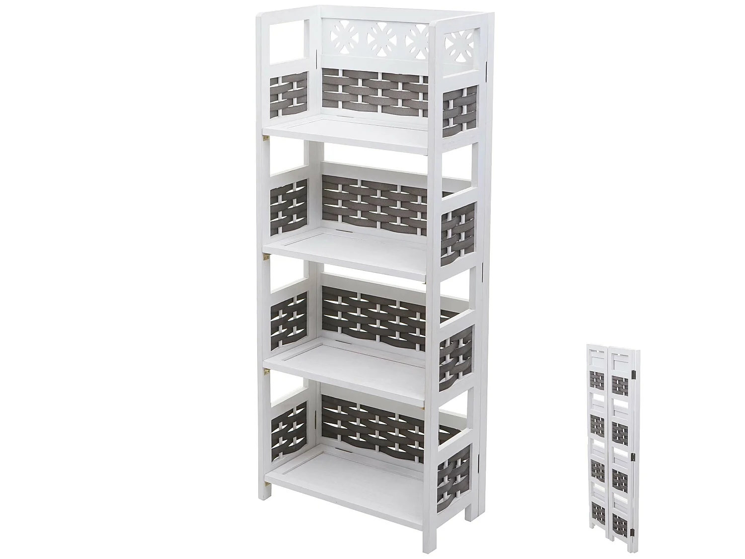 Plank MCW-K86,  wit, vlechtwerk grijs