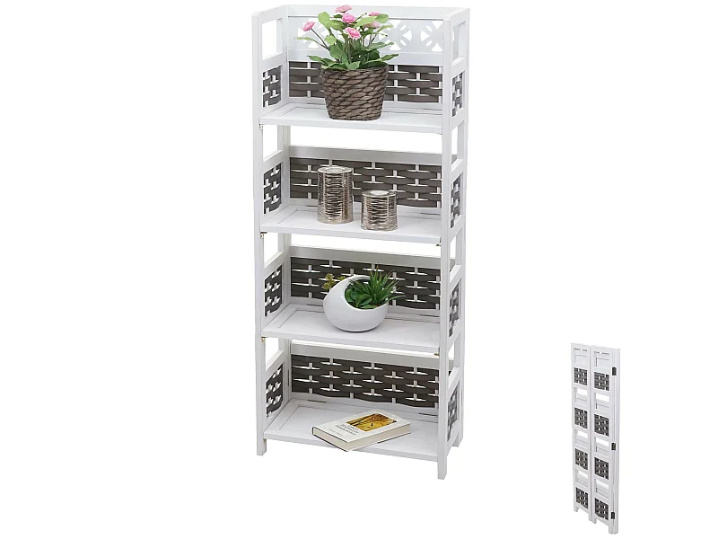 Étagère MCW-K86,  blanc, tressage gris