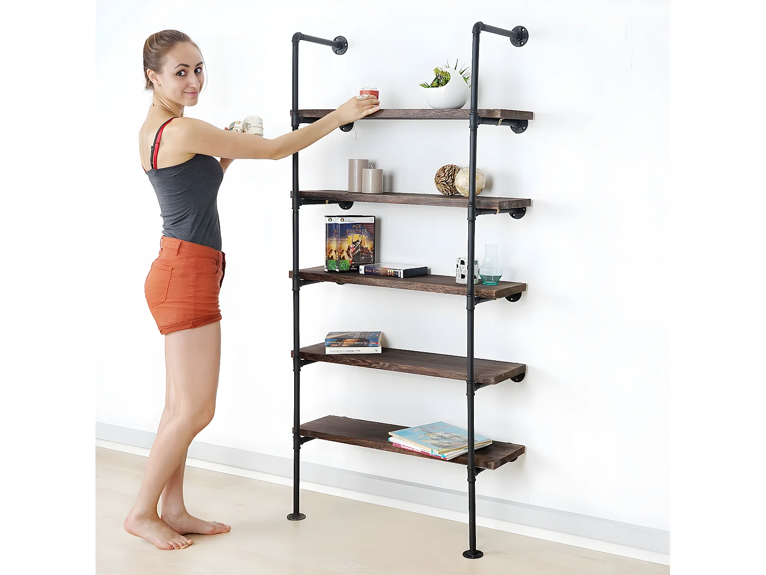 Estantería de pie MCW-C45,  gris-marrón